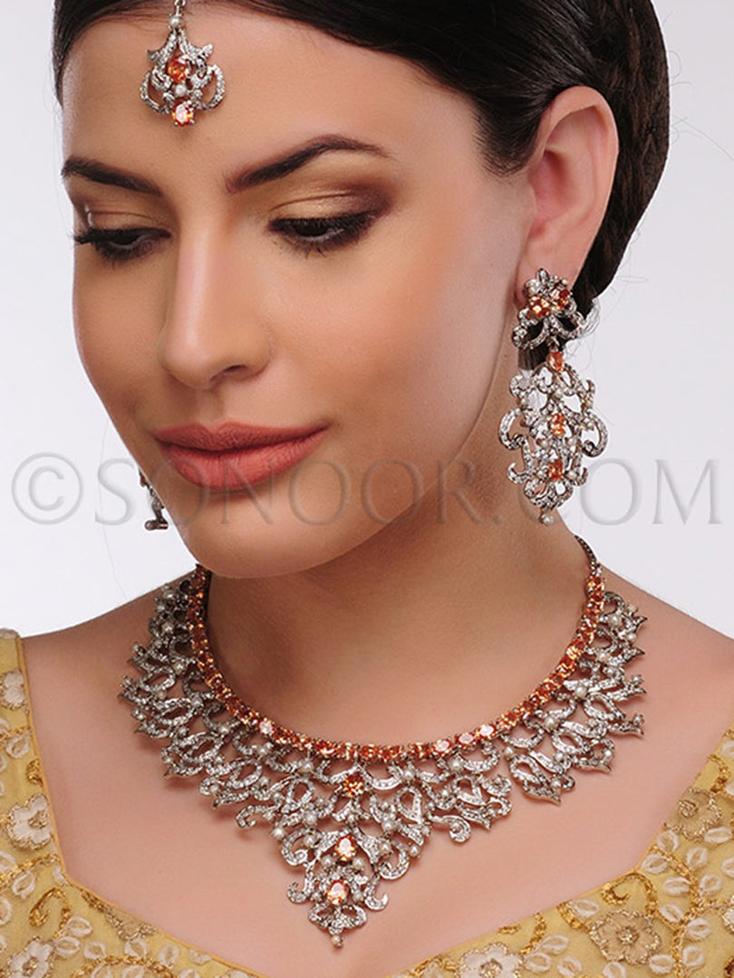 Abira Antique CZ Necklace Set