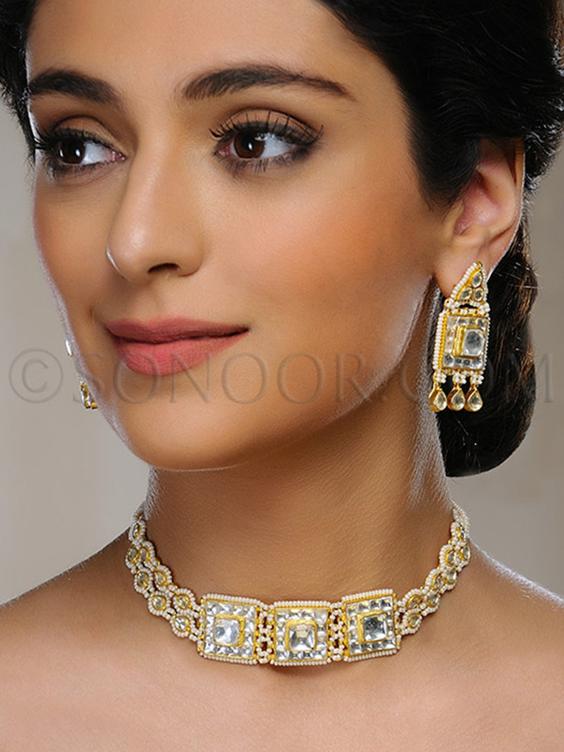 Aadini Pearl & Kundan Choker Set