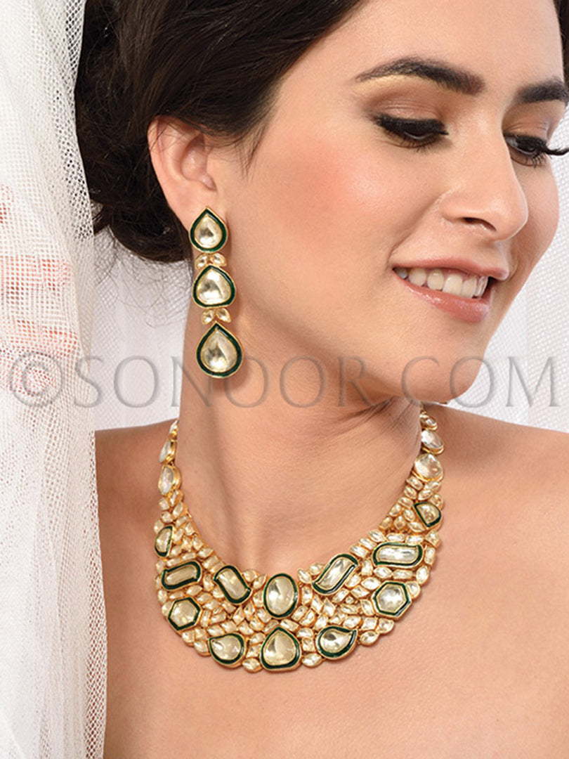 Cheshta Kundan Meena Kari Necklace Set