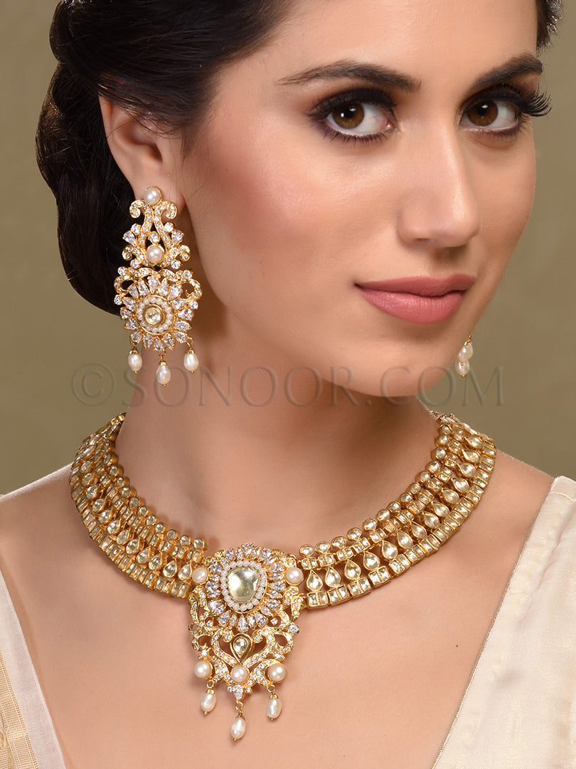 Vrisha Gold Plated Jadau Necklace