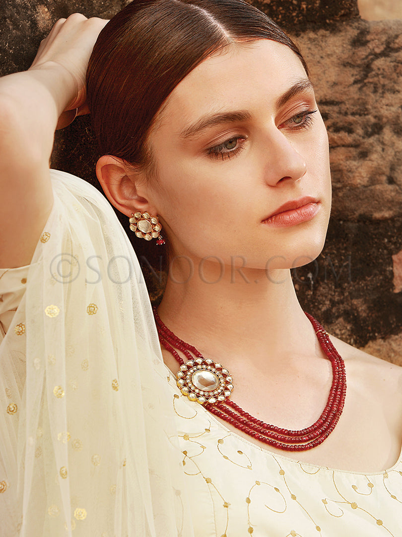 Parim Ruby String Necklace Set