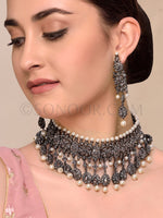 Load image into Gallery viewer, Falaq Antique Black Zircon Choker Set