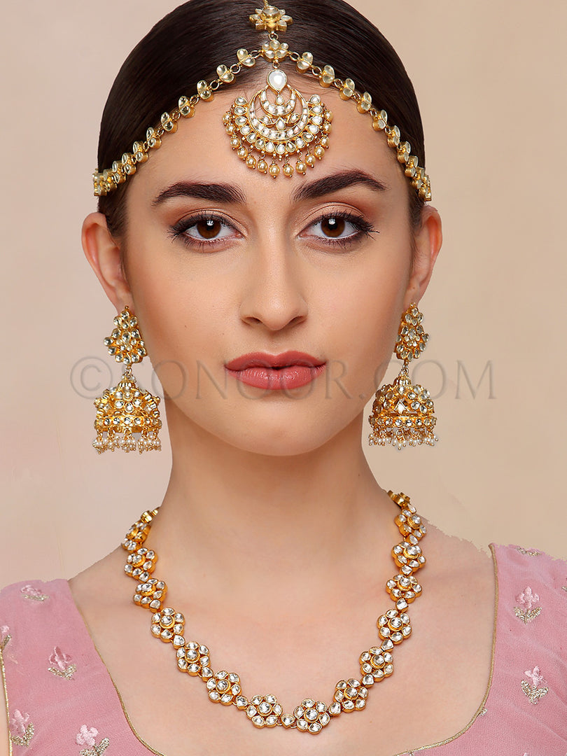 Ishika Gold Plated Kundan Combo Set