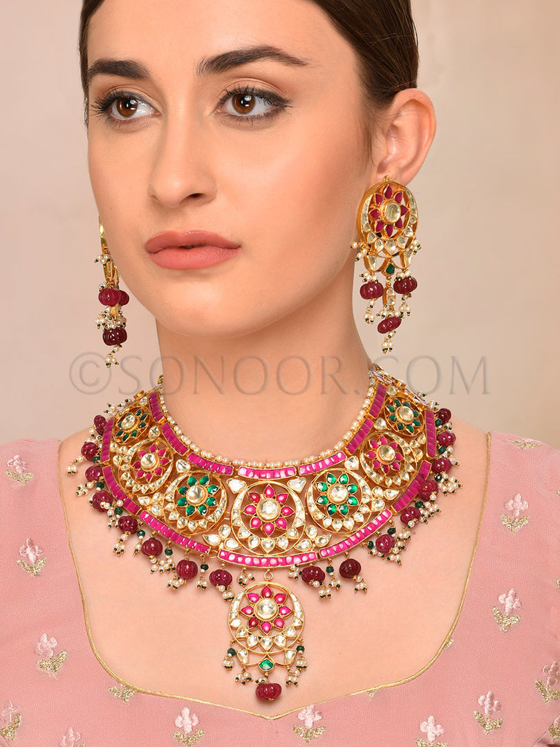 Tejui Jade & Ruby Necklace Set