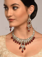 Load image into Gallery viewer, Elina Victorian Zircon Red Drop Necklace Set
