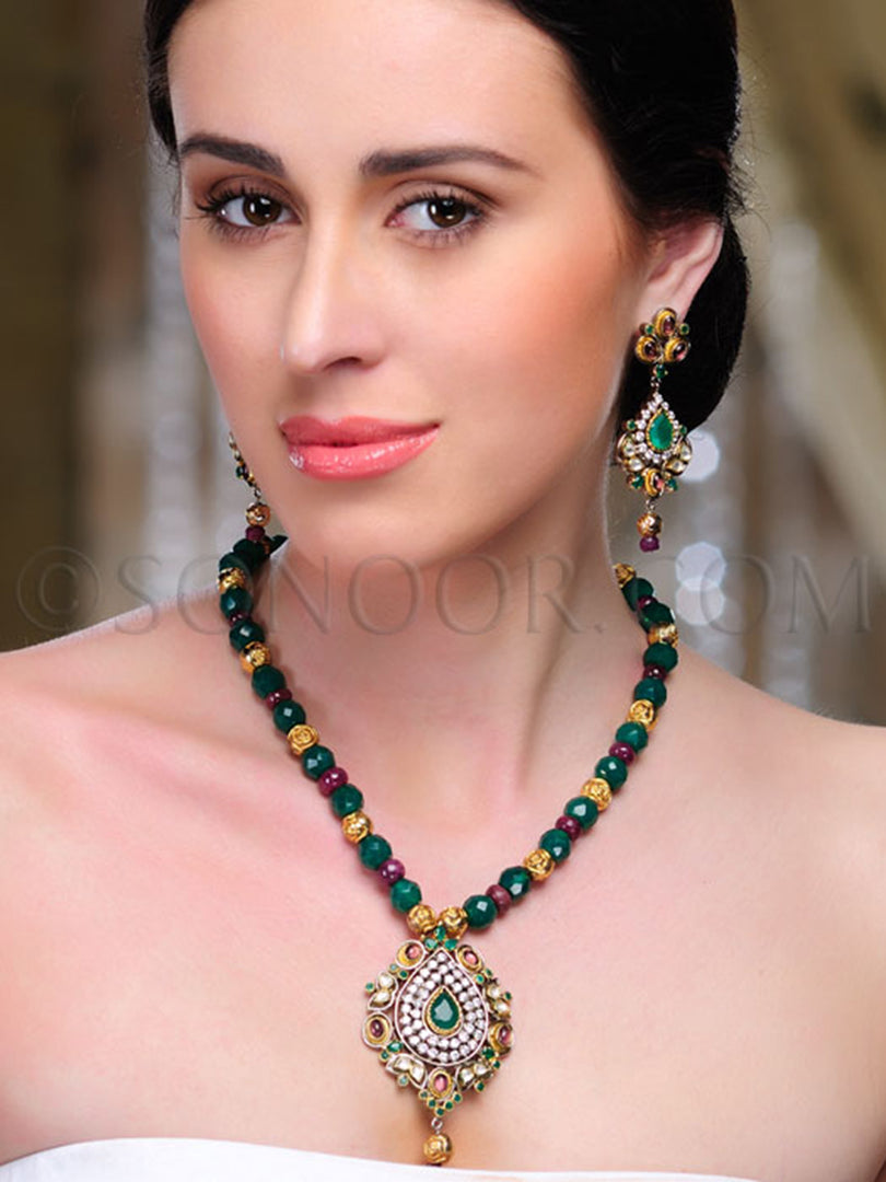 Yita CZ Jade Ruby Pendant Set