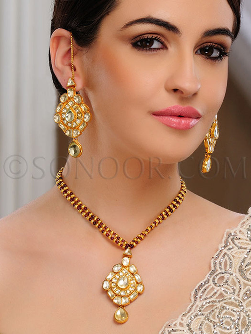 Asri Gold Plated Kundan Pendant Set