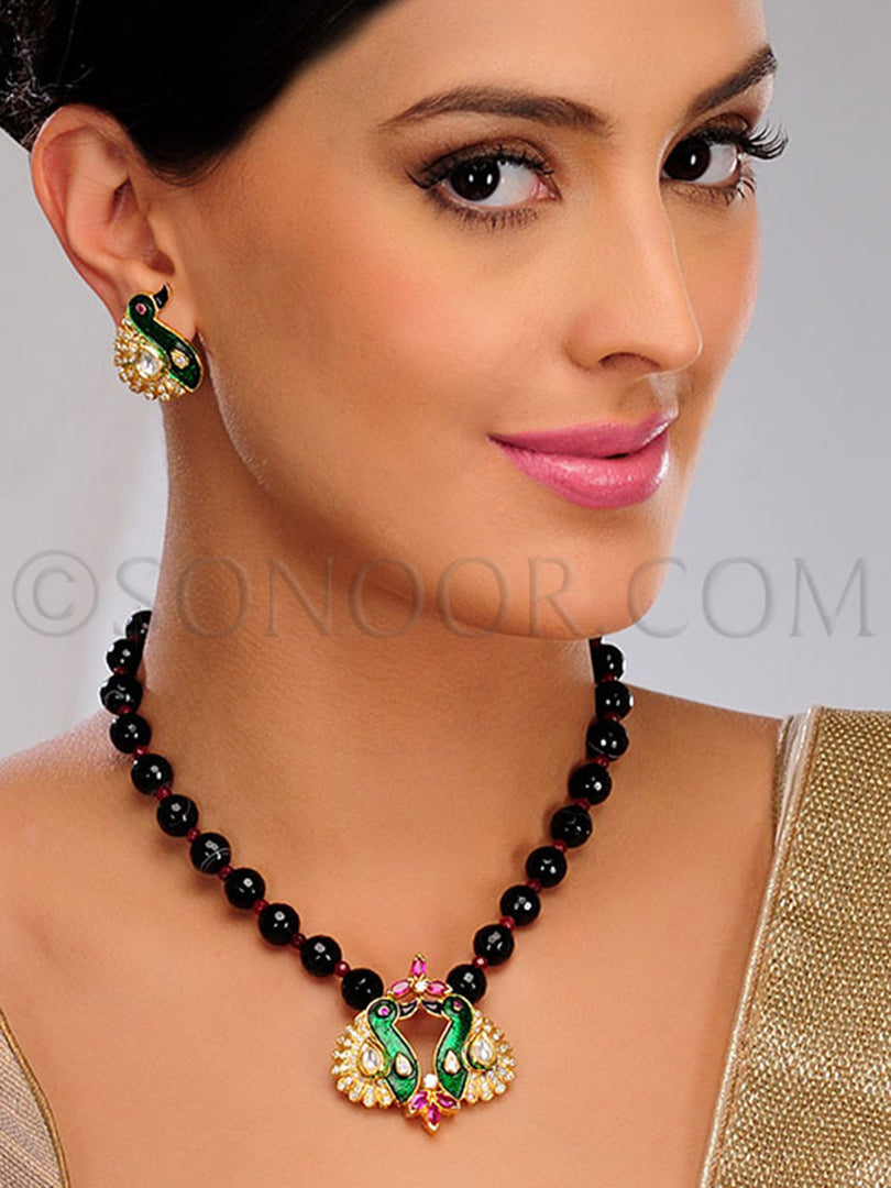 Inisha Meena Kari CZ Stone Pendant Set
