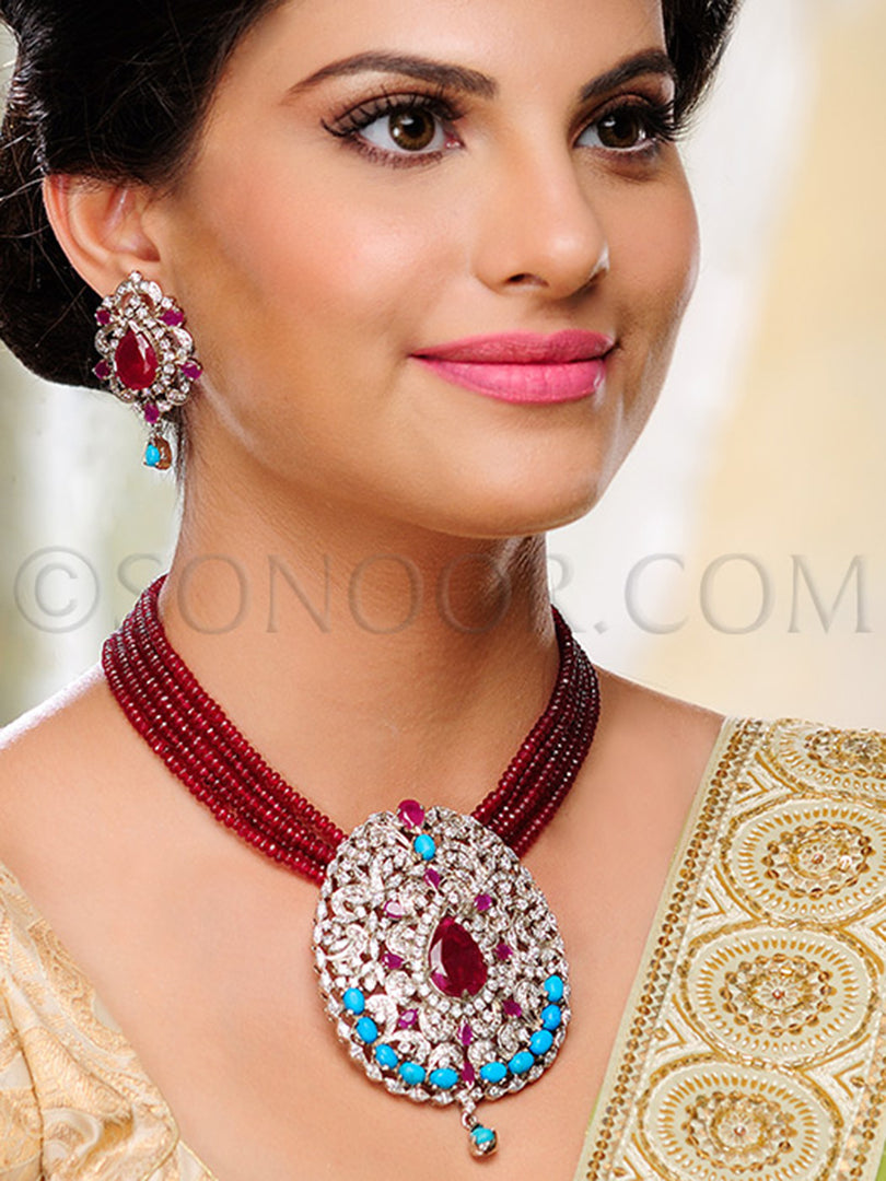 Iti Rhodium Finish CZ Pendant Set