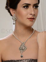 Load image into Gallery viewer, Sharna American Diamond Pearl String Pendant Set