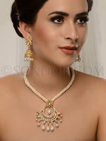 Load image into Gallery viewer, Divyani CZ Pearl Droplets Pendant Set