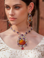 Load image into Gallery viewer, Dapun Victorian Topaz & Ruby Pendant Set