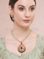 Load image into Gallery viewer, Mahtab Antique Polki Pendant Set