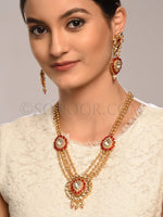 Load image into Gallery viewer, Namika Red Jade & Golden Beads Pendant Set