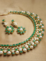 Load image into Gallery viewer, Lira Pearls &amp; green Emerald Necklace Set
