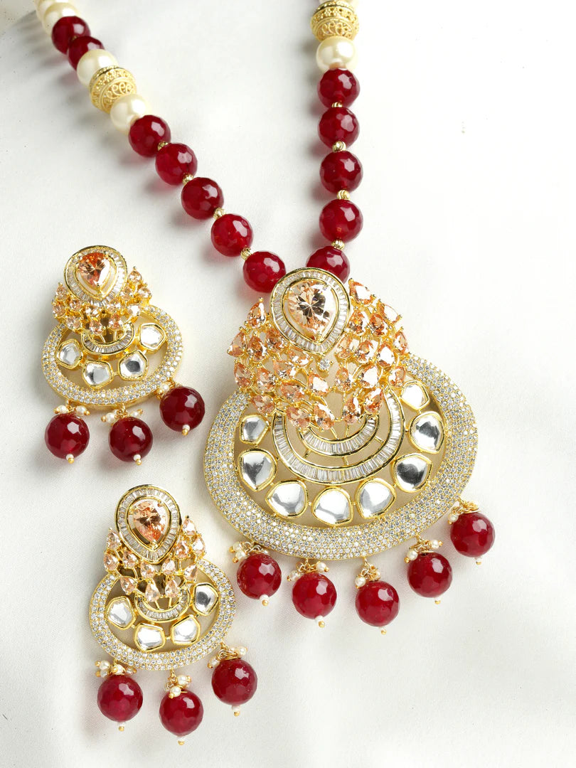 Tamsi Kundan & Citrine Pendant Set