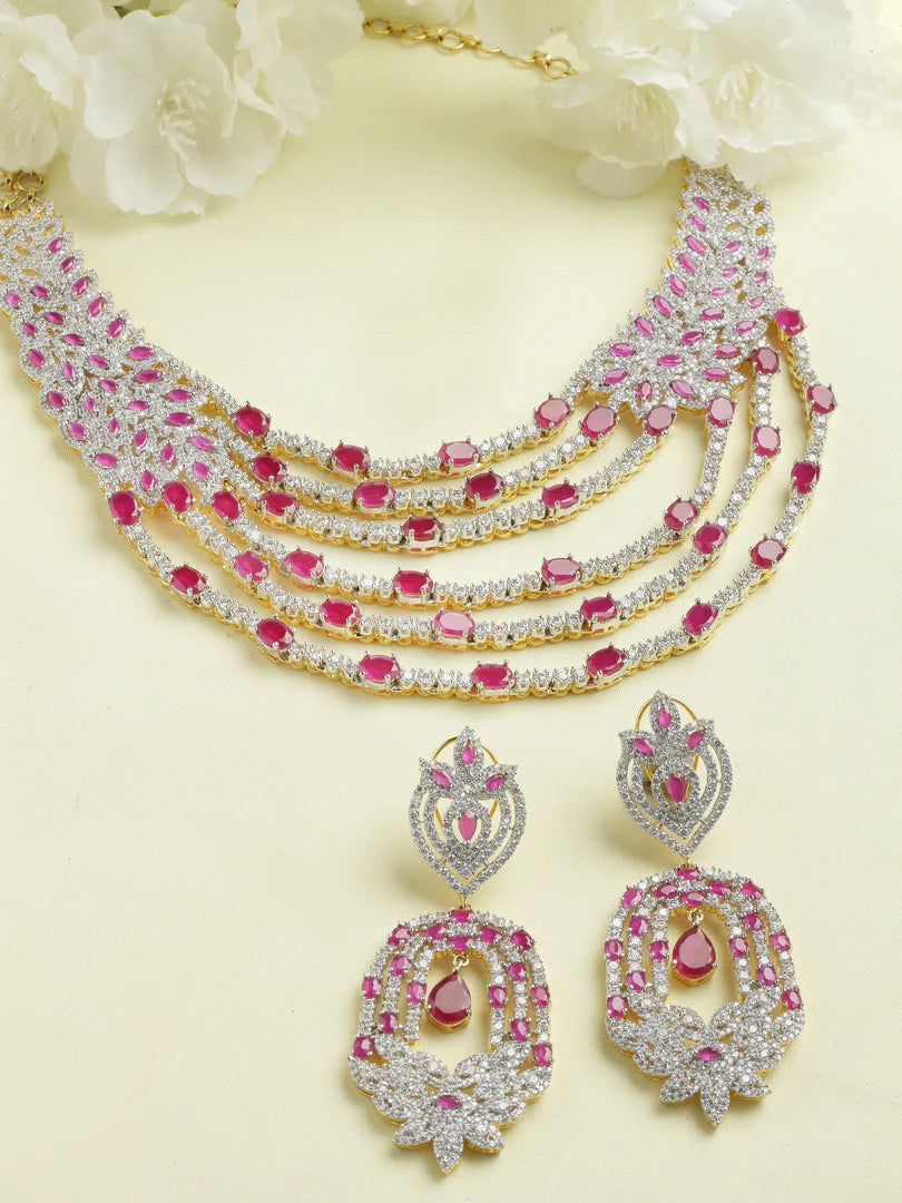 Dhuha CZ Red Jade Necklace Set