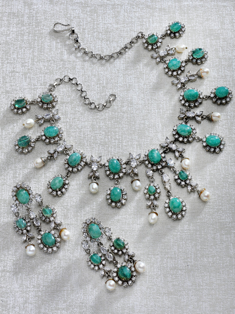 Hasita Antique Green Emerald Necklace