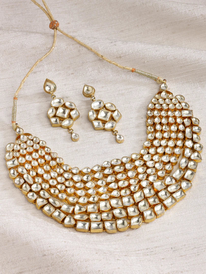 Ishya Gold Plated Kundan Big Necklace Set