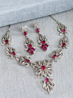 Load image into Gallery viewer, Mihi Victorian CZ Pink Stone Necklace Set
