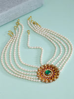 Load image into Gallery viewer, Kundan Jade Multi Strings in Pearl Matha Patti
