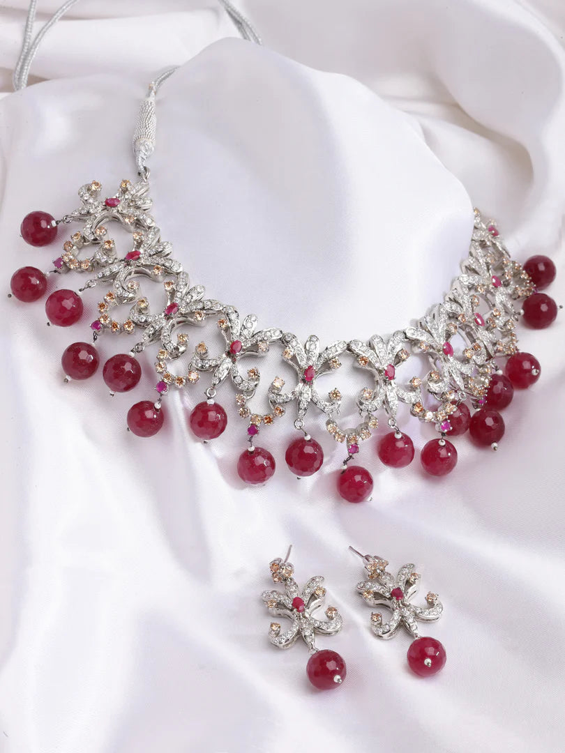 Prerna Citrine & Ruby Necklace Set