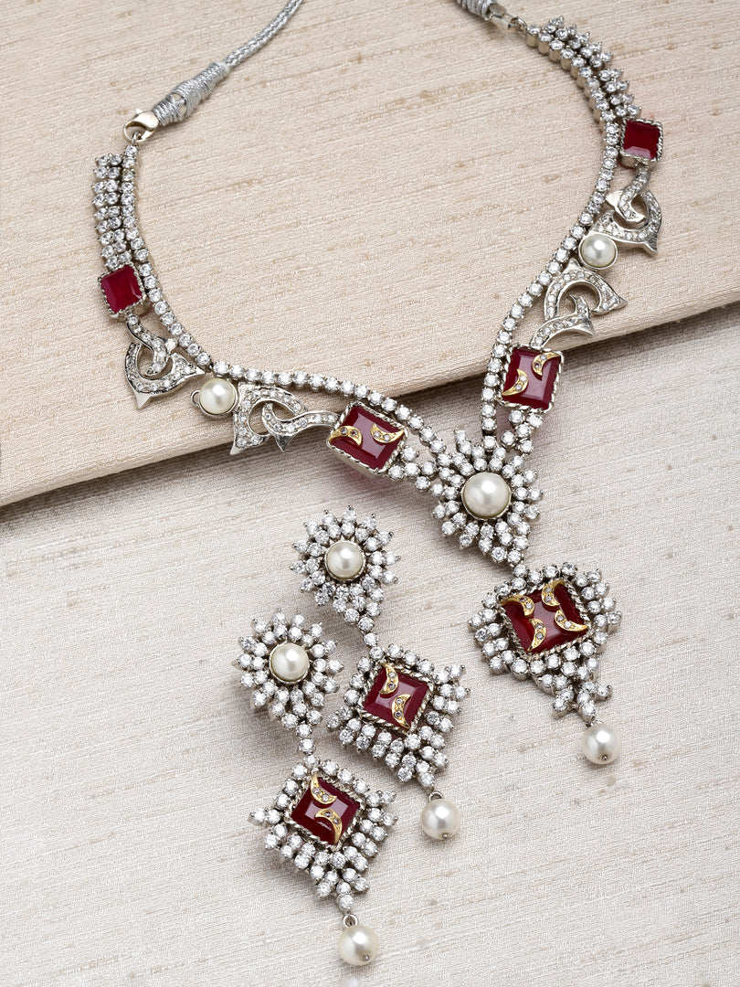 Loukya Handcrafted CZ Necklace Set