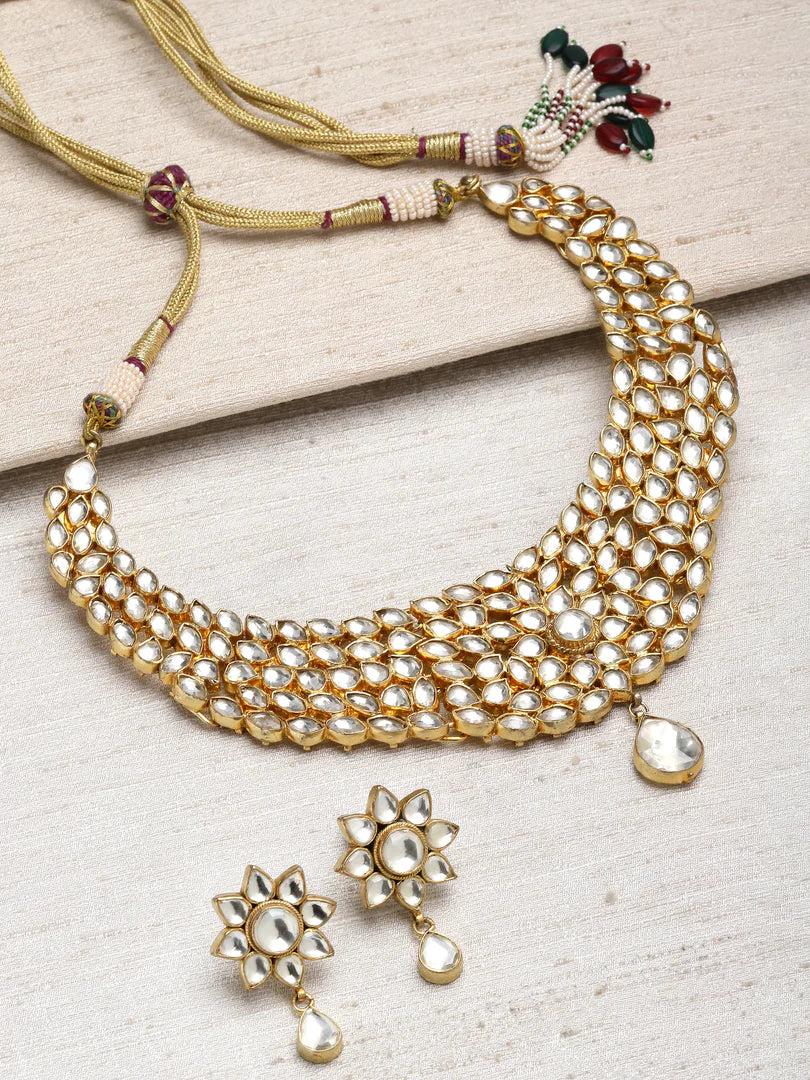 Ekta Gold Plated Kundan Necklace Set