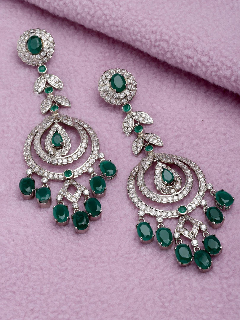 Victorian CZ Green Stone Earrings