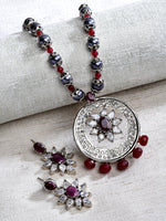 Load image into Gallery viewer, Sahi Victorian Ruby Pendant Set
