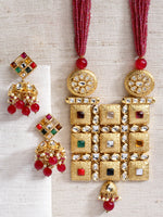 Load image into Gallery viewer, Udaya Navratan Polki Kundan Pendant Set
