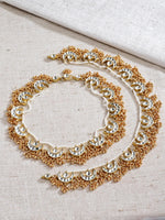 Load image into Gallery viewer, Gold Finish Kundan Pearl Payal
