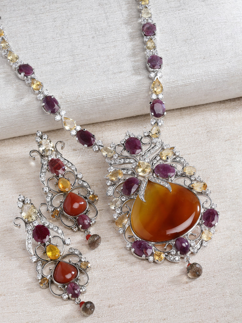 Dapun Victorian Topaz & Ruby Pendant Set