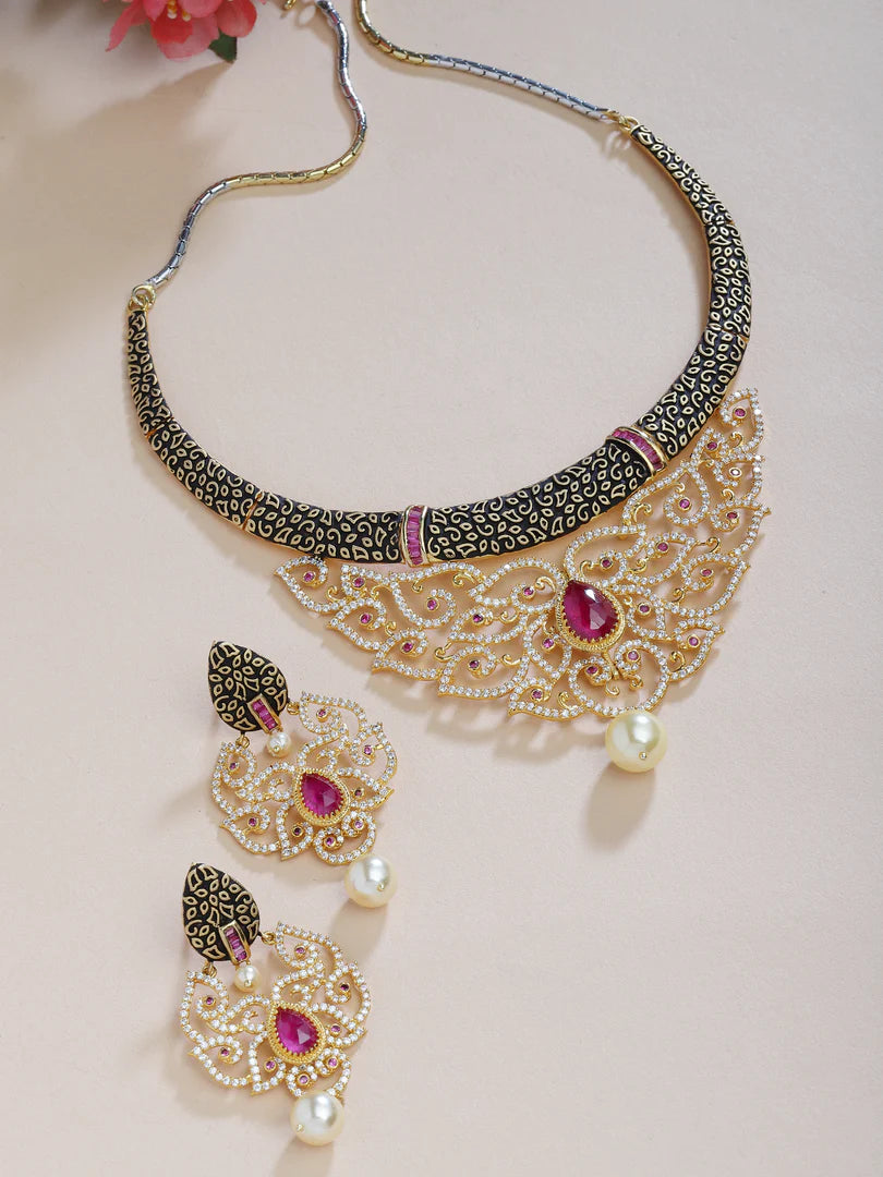 Palak Meena Kari CZ Necklace Set