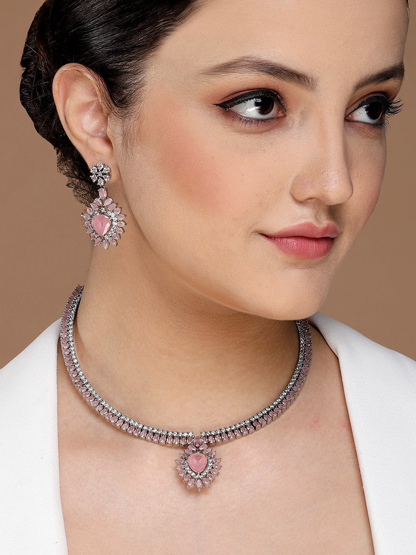 Sukshi pink Stone Necklace set