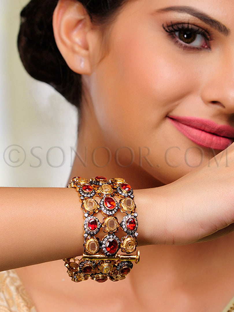 Yatika Antique Polki Garnet Single Kada