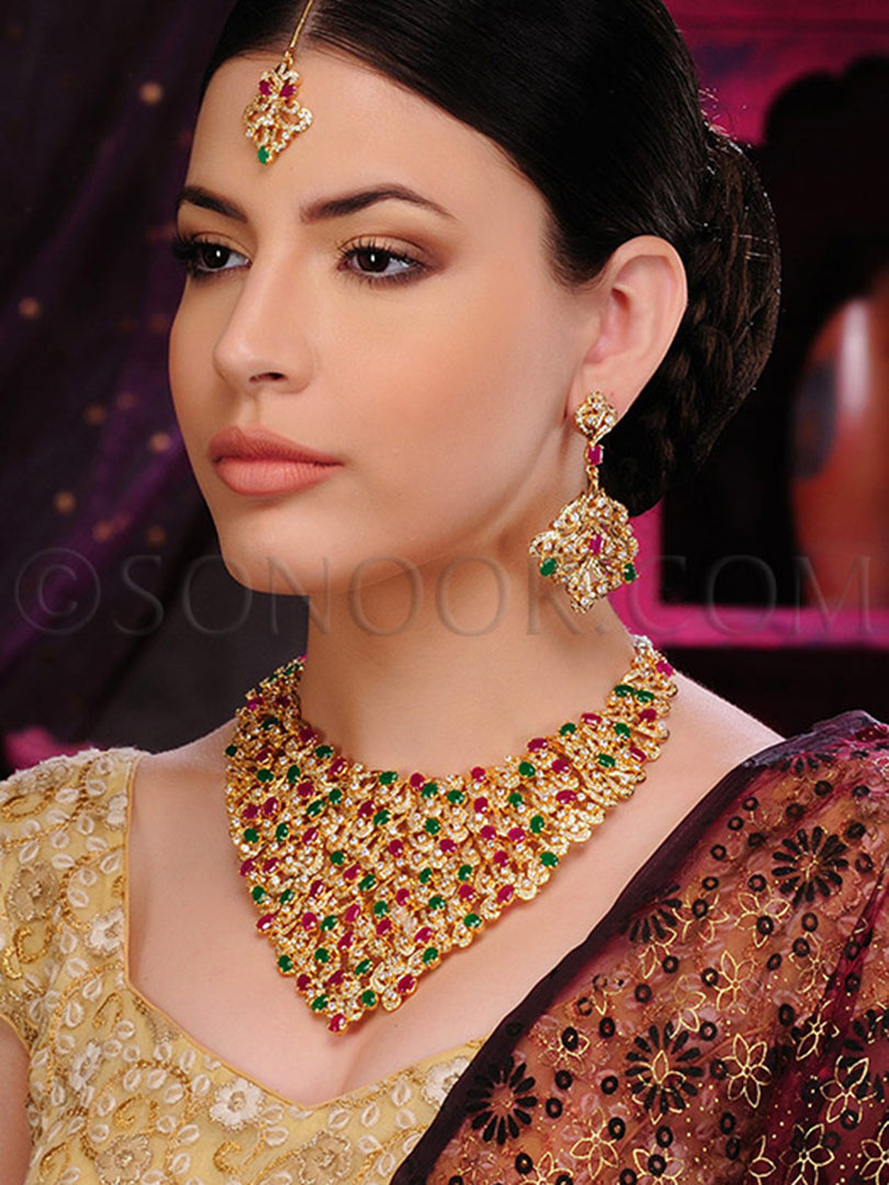 Hrishita Gold Plated Handcrafted Bridal Set