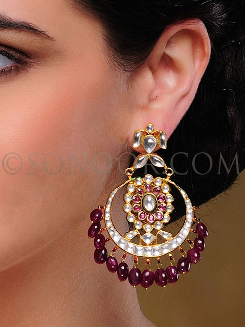 Shanvi Kundan Ruby Earrings