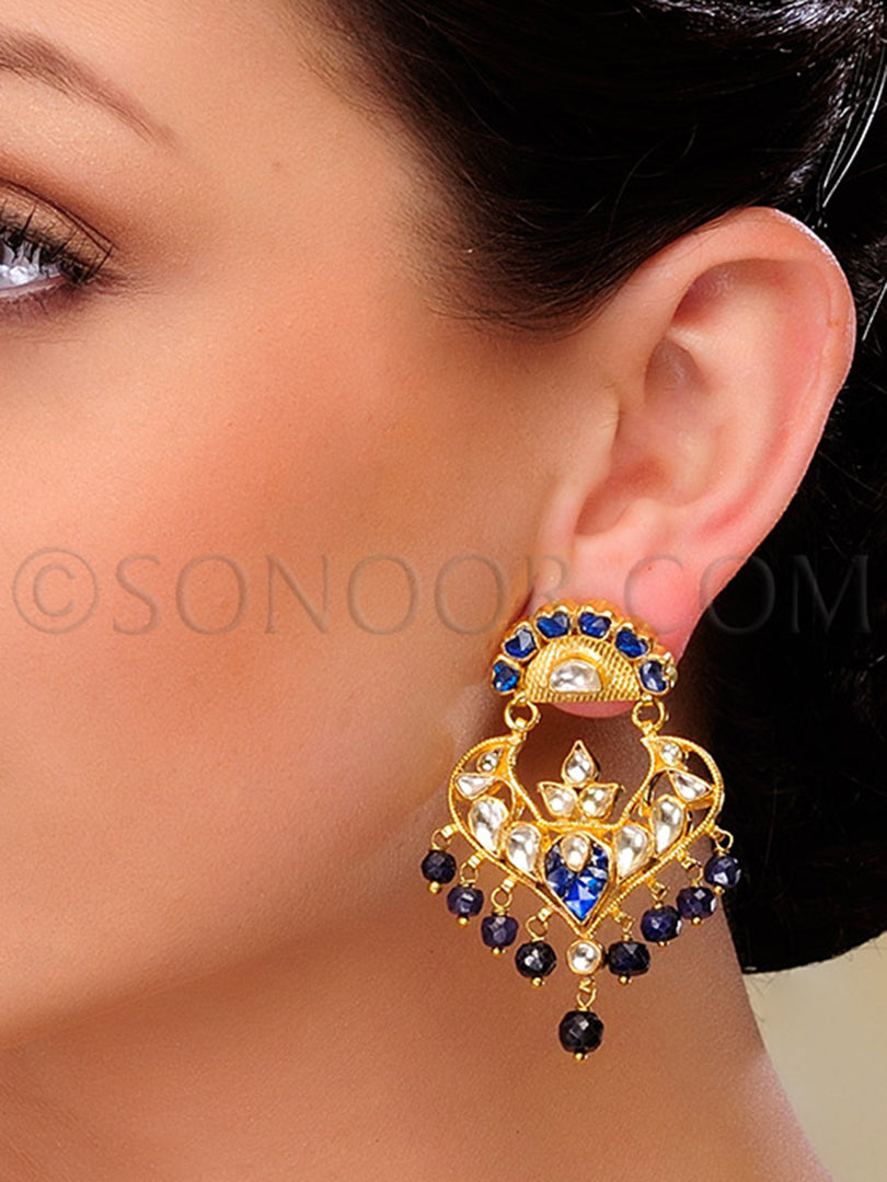 Kundan Blue stone Earrings