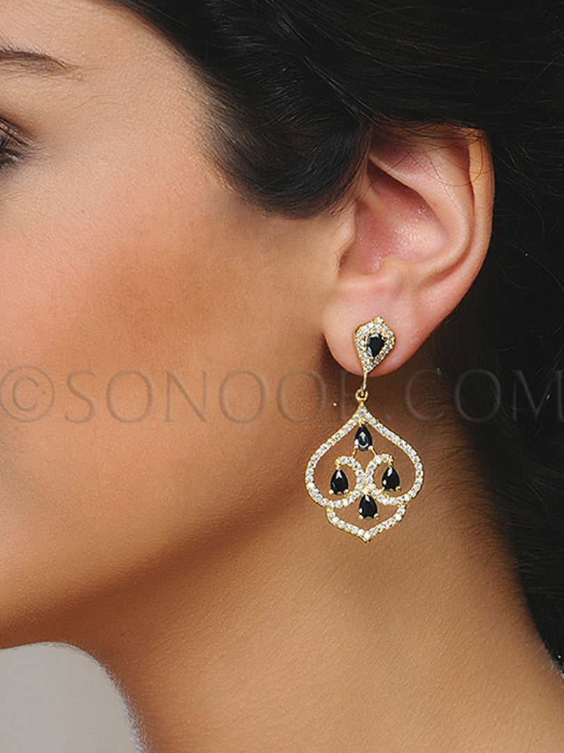 CZ Black Stone Earrings