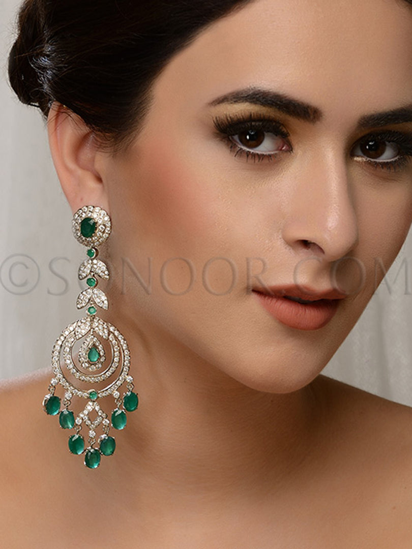 Victorian CZ Green Stone Earrings