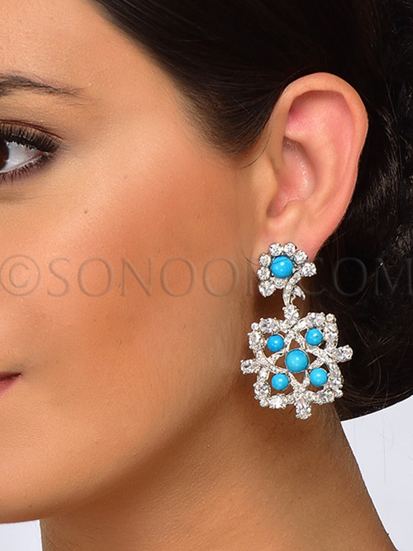 Victorian CZ Turquoise Earrings