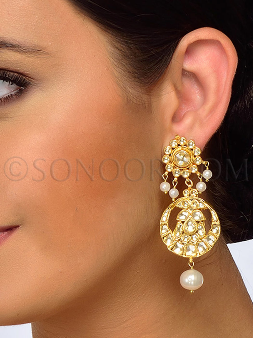 Kundan Pearl Drop Earrings