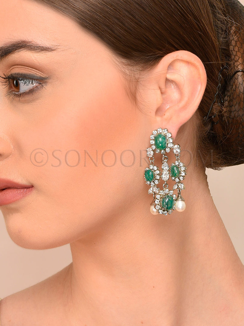 Victorian CZ Emerald Earrings