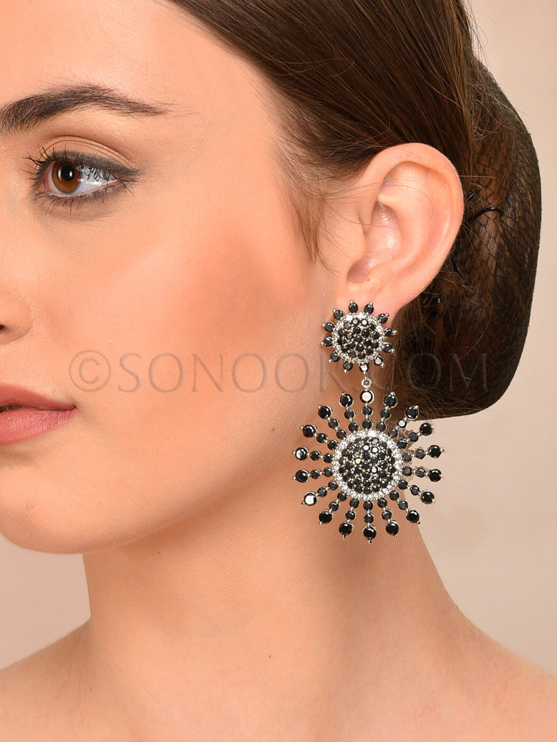 Victorian CZ Black Stone Earrings