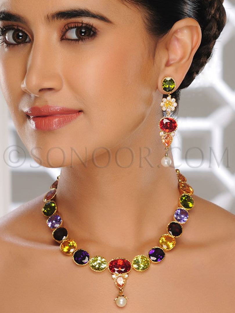Luhina CZ Multi-Color Stone Necklace Set