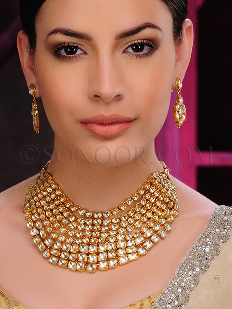 Ishya Gold Plated Kundan Big Necklace Set