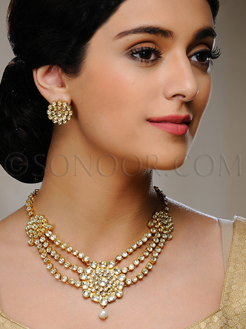Dina Gold Plated Pearl Droplet Necklace