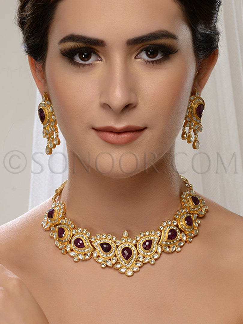Sahira Gold Plated Kundan Necklace Set