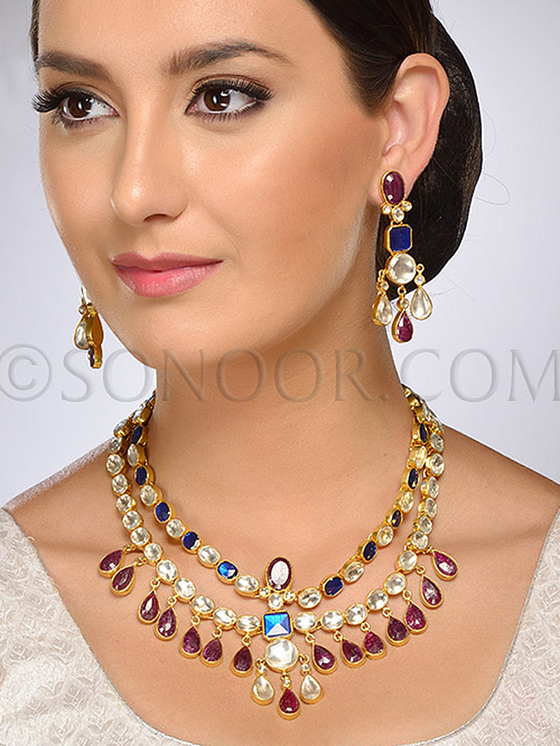 Vidip Gold Plated Kundan Necklace Set